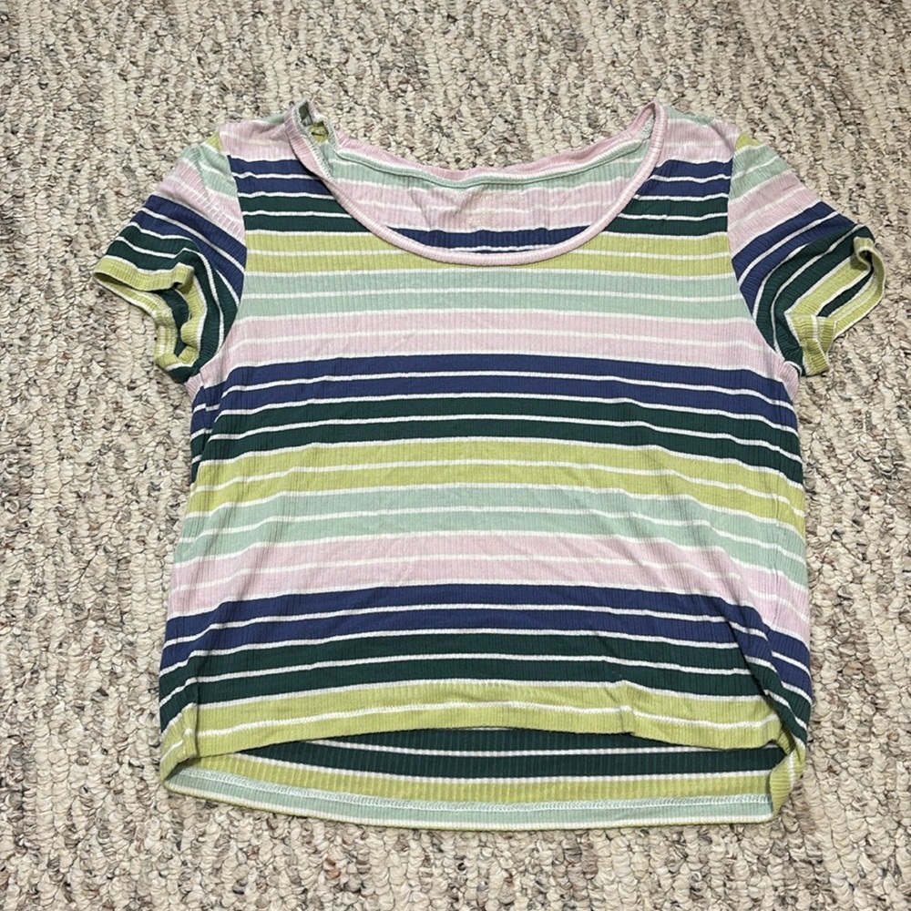 American eagle striped ribbed cropped tee 🌜